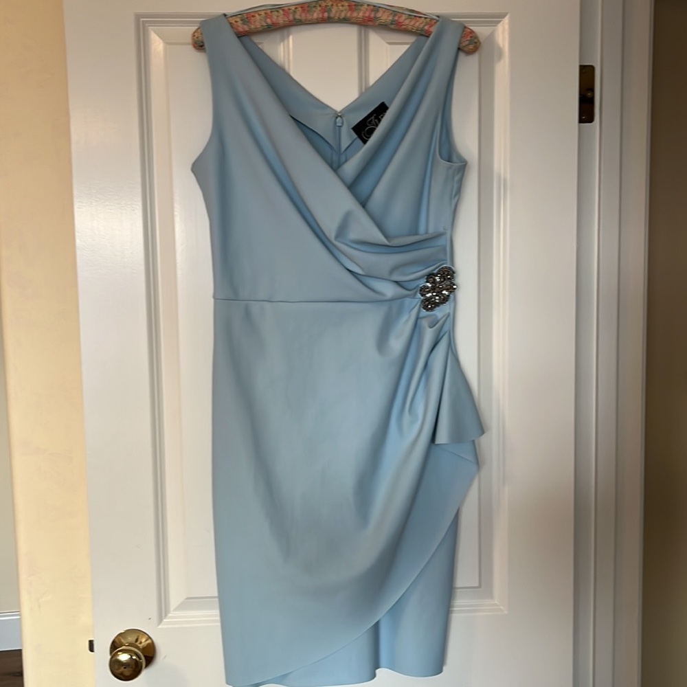 Alex Evening Side Ruched Light Blue Cocktail dress Wedding Season